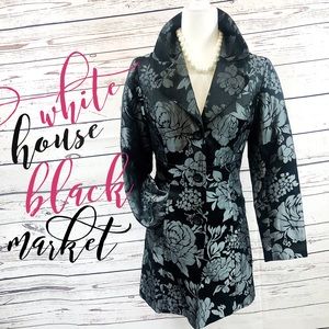 WHBM Black Floral Trench Coat